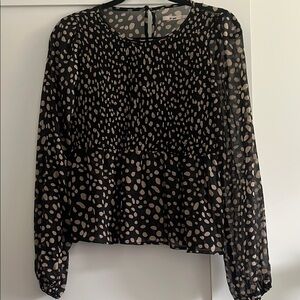 Chic Black and Cream Polka Dot Blouse